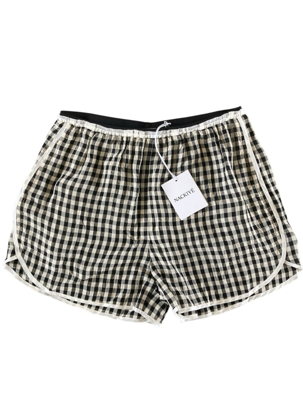 Nackiy Short But Sweet Gingham Nwt Check Olympic Shorts In Noir Vichy — image 4 of 8